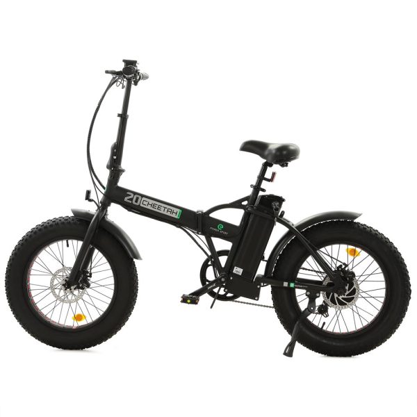 Ecotric Matt Black 48V portable and folding fat ebike with LCD display